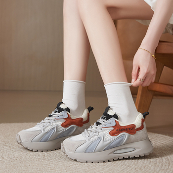 Ženske tenisice tipa Dad Shoes s visokom potplatom za povećanje visine, prozračni mrežasti gornji dio, prednje vezivanje, niski kroj