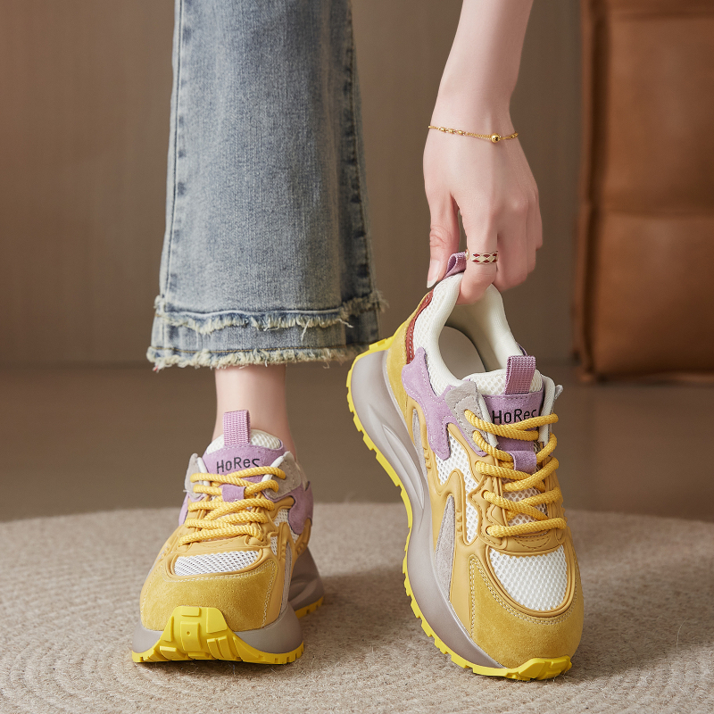 Ženske tenisice tipa Dad Shoes s visokom potplatom za povećanje visine, prozračni mrežasti gornji dio, prednje vezivanje, niski kroj