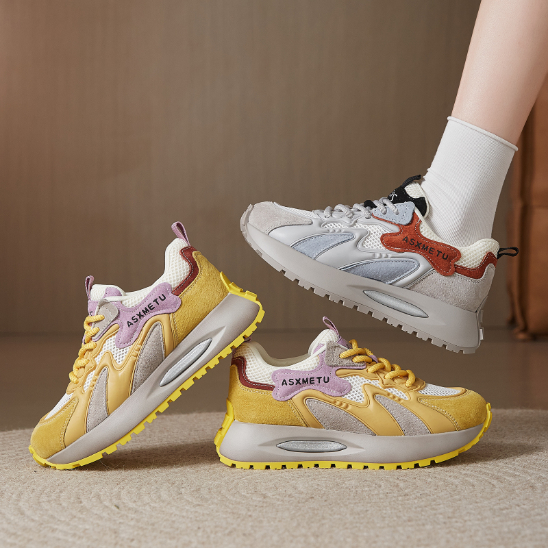 Ženske tenisice tipa Dad Shoes s visokom potplatom za povećanje visine, prozračni mrežasti gornji dio, prednje vezivanje, niski kroj