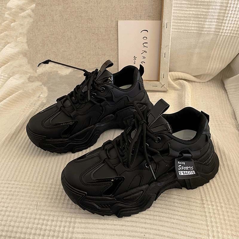 Platformske ženske tenisice, dad shoes, PU gornji dio, prozračnost, vezivanje, 3-5 cm visina pete