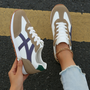 Ženske tenisice s vezicama, PU gornji dio, mrežasta unutrašnjost, gumeni potplat, zaobljena nosnica