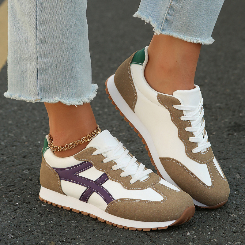 Ženske tenisice s vezicama, PU gornji dio, mrežasta unutrašnjost, gumeni potplat, zaobljena nosnica