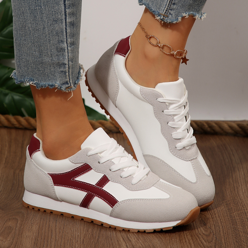 Ženske tenisice s vezicama, PU gornji dio, mrežasta unutrašnjost, gumeni potplat, zaobljena nosnica