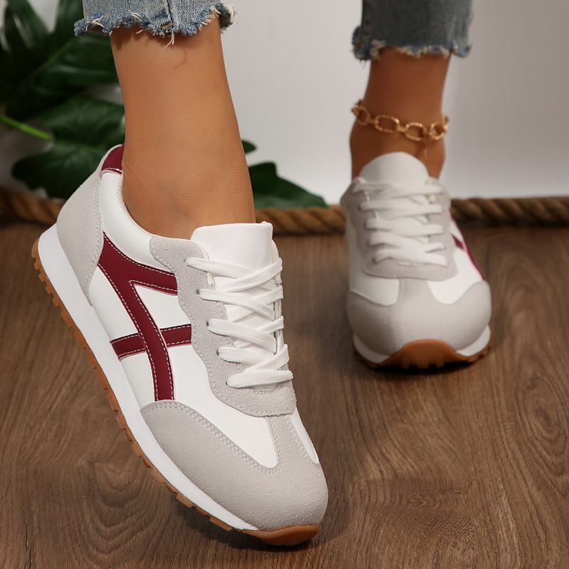 Ženske tenisice s vezicama, PU gornji dio, mrežasta unutrašnjost, gumeni potplat, zaobljena nosnica