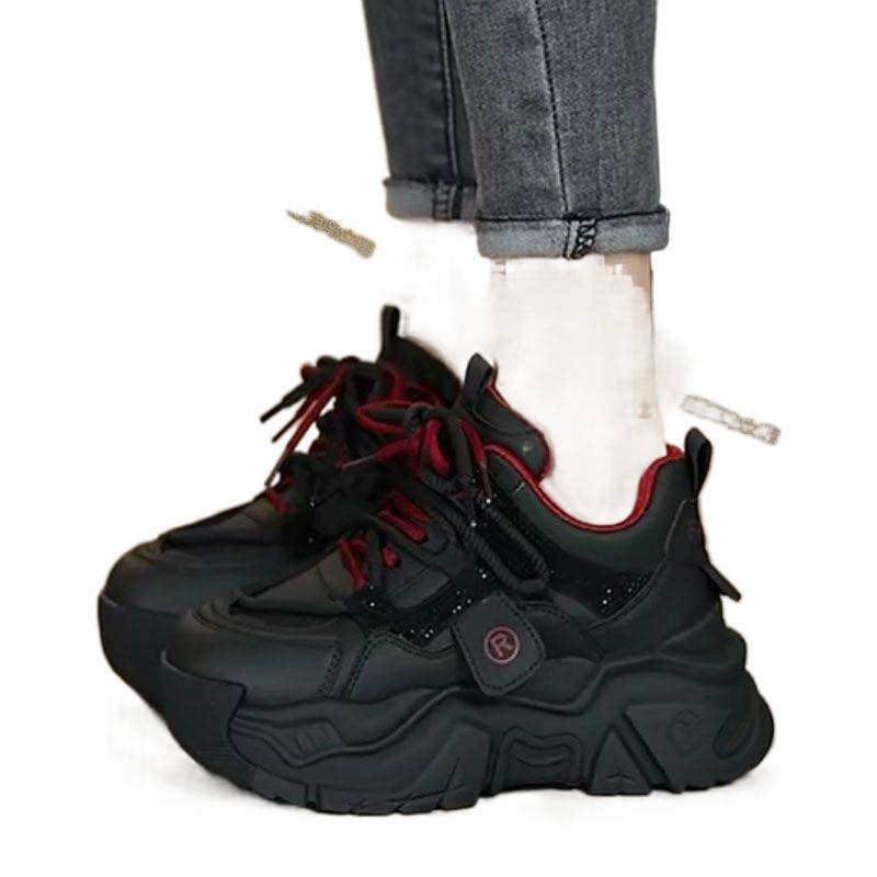 Ženske platforme tenisice u stilu dad shoe, lagane i udobne, platnena gornja, TPU potplat, vezanje, unutarnje podizanje visine, zimska sezona