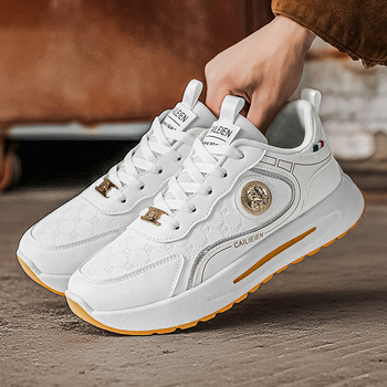 Pantofi sport casual pentru bărbați, ușori, talpă antiderapantă; partea superioară din piele sintetică, talpă PVC; șireturi, low-top, vârf rotund; căptușeală din plasă; platformă 3–5 cm