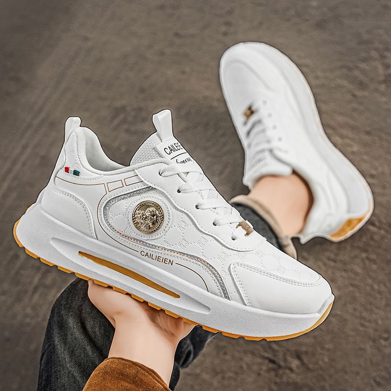 Pantofi sport casual pentru bărbați, ușori, talpă antiderapantă; partea superioară din piele sintetică, talpă PVC; șireturi, low-top, vârf rotund; căptușeală din plasă; platformă 3–5 cm