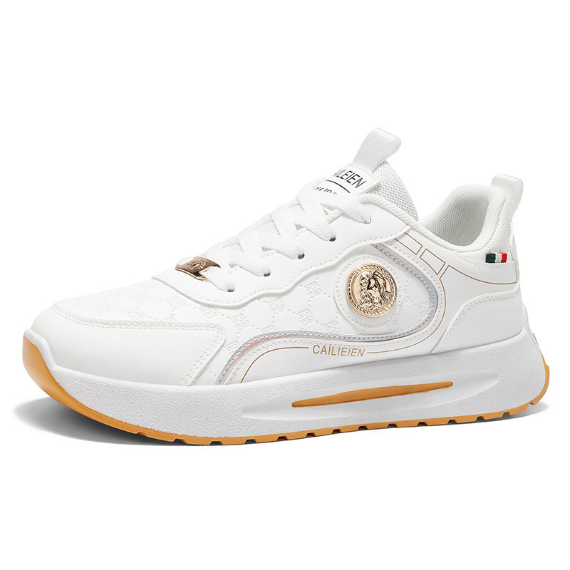 Pantofi sport casual pentru bărbați, ușori, talpă antiderapantă; partea superioară din piele sintetică, talpă PVC; șireturi, low-top, vârf rotund; căptușeală din plasă; platformă 3–5 cm