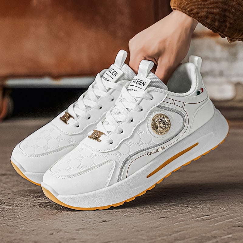 Pantofi sport casual pentru bărbați, ușori, talpă antiderapantă; partea superioară din piele sintetică, talpă PVC; șireturi, low-top, vârf rotund; căptușeală din plasă; platformă 3–5 cm