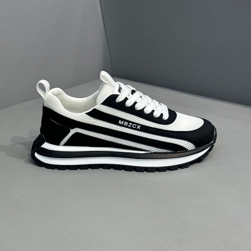 Pantofi sport bărbați cu talpă groasă, peste PU+plasă, talpă PVC, închidere cu șireturi, vârf rotund