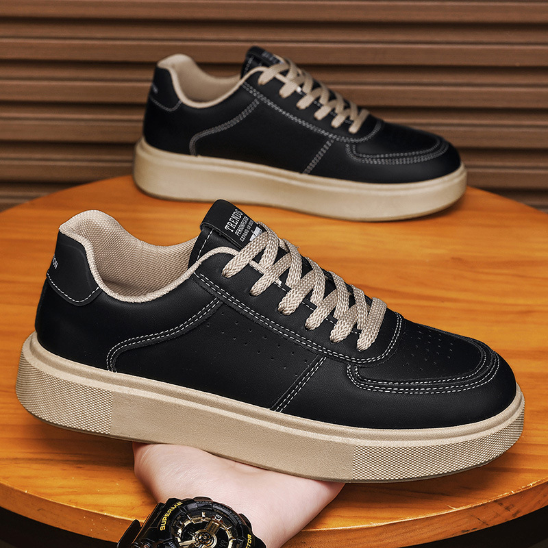 Pantofi sport casual pentru bărbați - respirabili, talpă groasă ce mărește înălțimea, partea superioară din piele sintetică, talpă din material compozit, branț textil