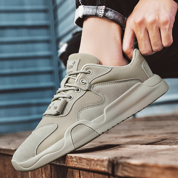 Pantofi sport casual bărbați (sus PU+ mesh; talpă injectată; șireturi; gleznă joasă; vârf rotund)