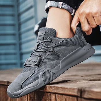 Pantofi sport casual bărbați (sus PU+ mesh; talpă injectată; șireturi; gleznă joasă; vârf rotund)