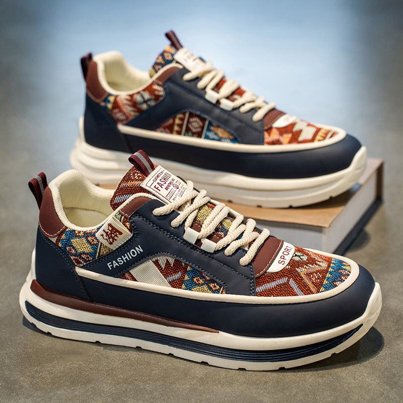 Adidași sport casual pentru bărbați: respirabili, ușori, anti-derapare; talpă groasă medie (3–5 cm), suprafață din piele sintetică