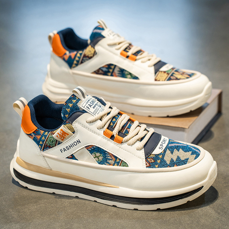 Adidași sport casual pentru bărbați: respirabili, ușori, anti-derapare; talpă groasă medie (3–5 cm), suprafață din piele sintetică