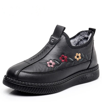 Pantofi de iarnă din bumbac, talpă antiderapant, partea superioară din microfibră, căptușeală din pluș sintetic, talpă din tendon de vițel