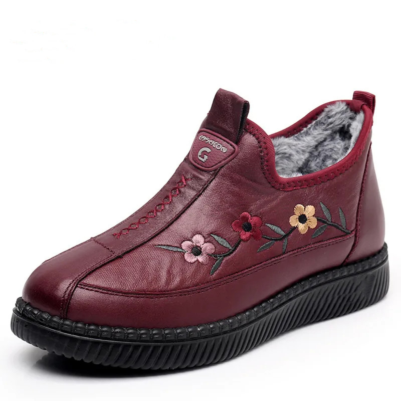 Pantofi de iarnă din bumbac, talpă antiderapant, partea superioară din microfibră, căptușeală din pluș sintetic, talpă din tendon de vițel