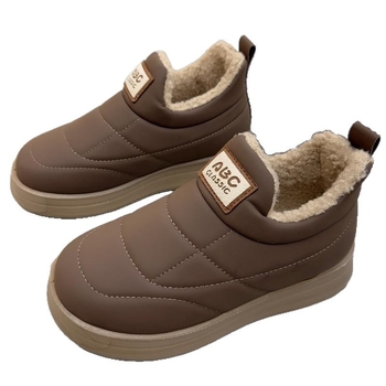 Botine de iarnă pentru femei, căptușeală din fleece, talpă groasă, talpă antiderapantă, PU partea superioară, talpă plată