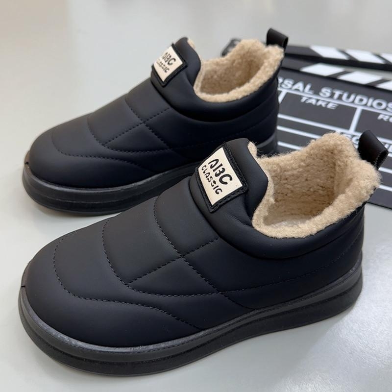 Botine de iarnă pentru femei, căptușeală din fleece, talpă groasă, talpă antiderapantă, PU partea superioară, talpă plată