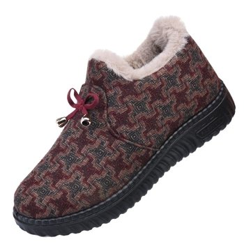 Pantofi de iarnă din bumbac pentru femei, căptuți cu pluș artificial, botine calde, talpă din cauciuc antiderapant (Sezon: iarnă; Exterior: bumbac; Interior: pluș artificial; Talpă: cauciuc; Înălțime: jos)