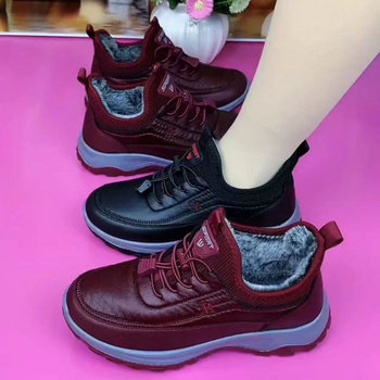 Pantofi de iarnă pentru femei, exterior din piele sintetică, căptuire din bumbac, impermeabili, antiderapante, talpă joasă