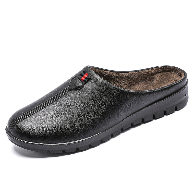 Pantofi-slips femei mule cu căptușeală din blană artificială, partea superioară din microfibră, talpă PU, ușoare și confortabile