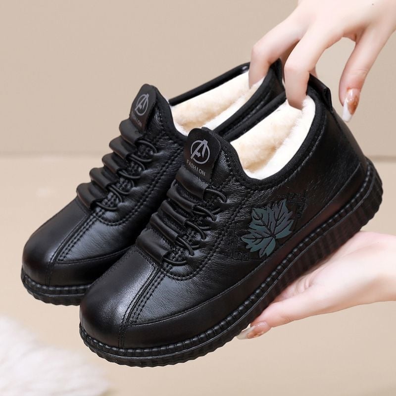 Ghete de iarnă unisex din bumbac, căptușite cu lână, talpă PU, toc mic 1–3 cm, deschidere medie 7–11 cm