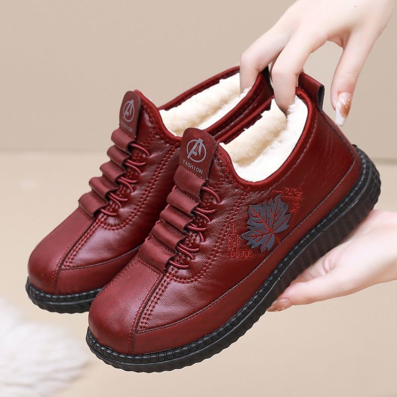 Ghete de iarnă unisex din bumbac, căptușite cu lână, talpă PU, toc mic 1–3 cm, deschidere medie 7–11 cm