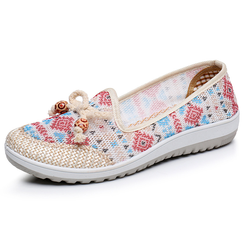 Ženske Slip-On cipele: prozračna mrežasta gornja, zaobljeni vrh, niska peta 1-3 cm, PVC potplat, bez vezanja