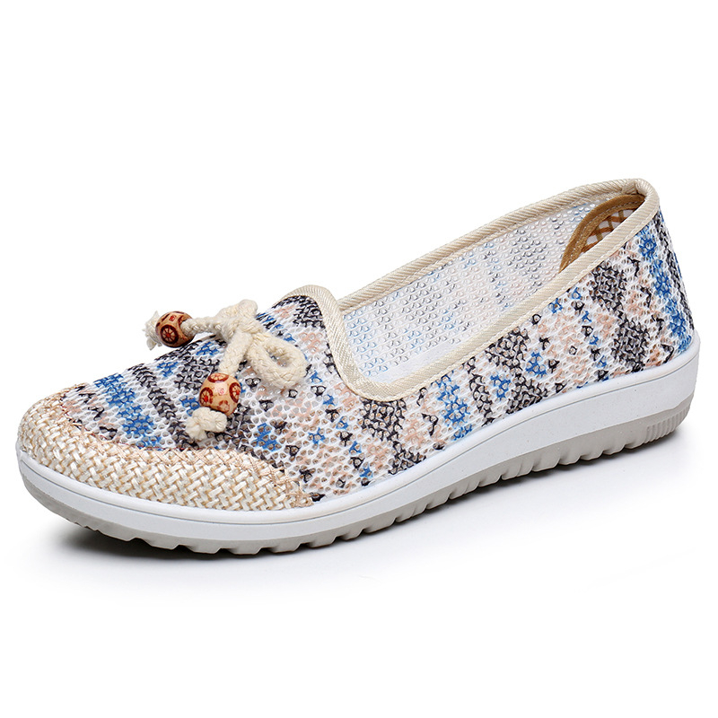 Ženske Slip-On cipele: prozračna mrežasta gornja, zaobljeni vrh, niska peta 1-3 cm, PVC potplat, bez vezanja