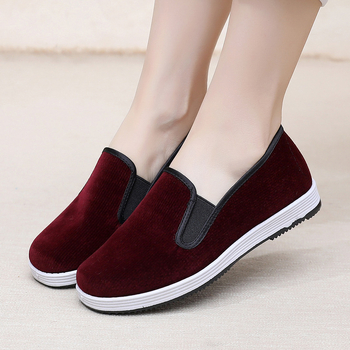 Pantofi de damă din panza Old Beijing – talpă moale, antiaderenți, respirabili, partea superioară corduroy, pentru primăvară și toamnă