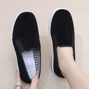 Pantofi de damă din panza Old Beijing – talpă moale, antiaderenți, respirabili, partea superioară corduroy, pentru primăvară și toamnă