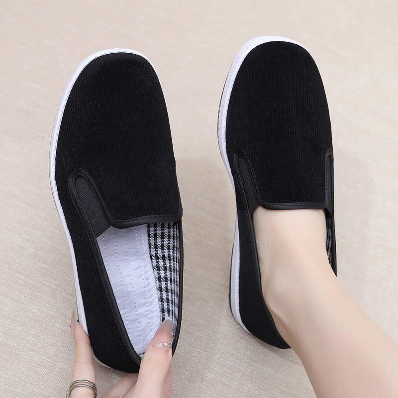 Pantofi de damă din panza Old Beijing – talpă moale, antiaderenți, respirabili, partea superioară corduroy, pentru primăvară și toamnă