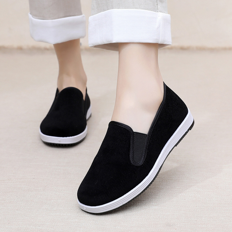 Pantofi de damă din panza Old Beijing – talpă moale, antiaderenți, respirabili, partea superioară corduroy, pentru primăvară și toamnă