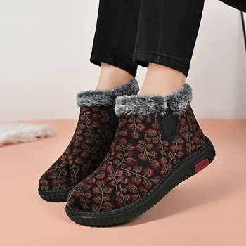 Unisex zimske pamučne cipele s flis podstavom, tople i protuklizne, PU Goodyear potplat, niska potpetica 1–3 cm