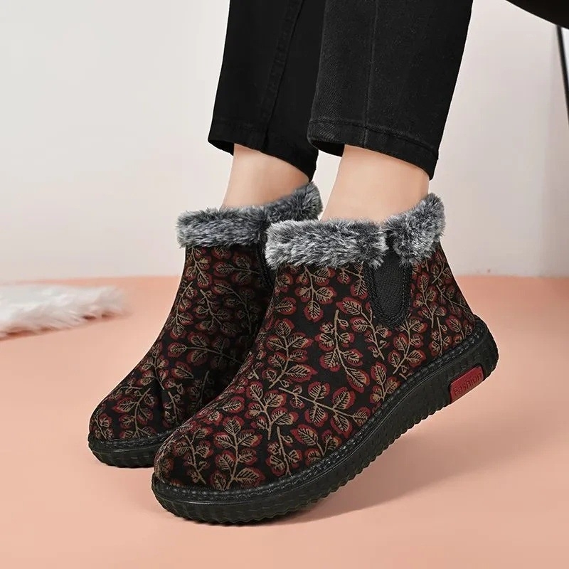 Unisex zimske pamučne cipele s flis podstavom, tople i protuklizne, PU Goodyear potplat, niska potpetica 1–3 cm