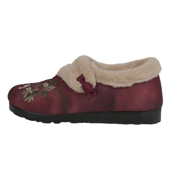 Damske pamukne slip-on cipele s PU potplatom, cvjetna izvezba, okrugli vrh, niski potplat 1–3 cm, zimsko izdanje 2024