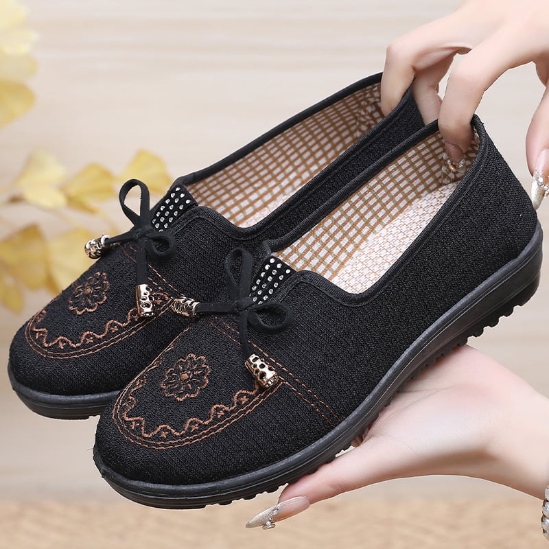 Damske casual slip-on cipele, nizak otvor, prozračan pamuk gornji dio, PVC đon, cvjetni uzorak, za proljeće i jesen