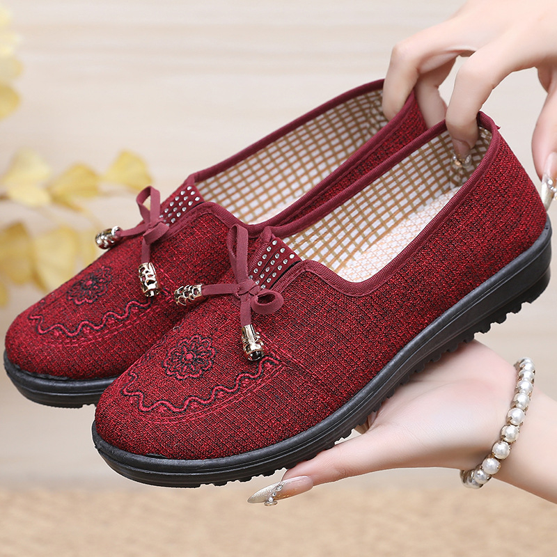 Damske casual slip-on cipele, nizak otvor, prozračan pamuk gornji dio, PVC đon, cvjetni uzorak, za proljeće i jesen