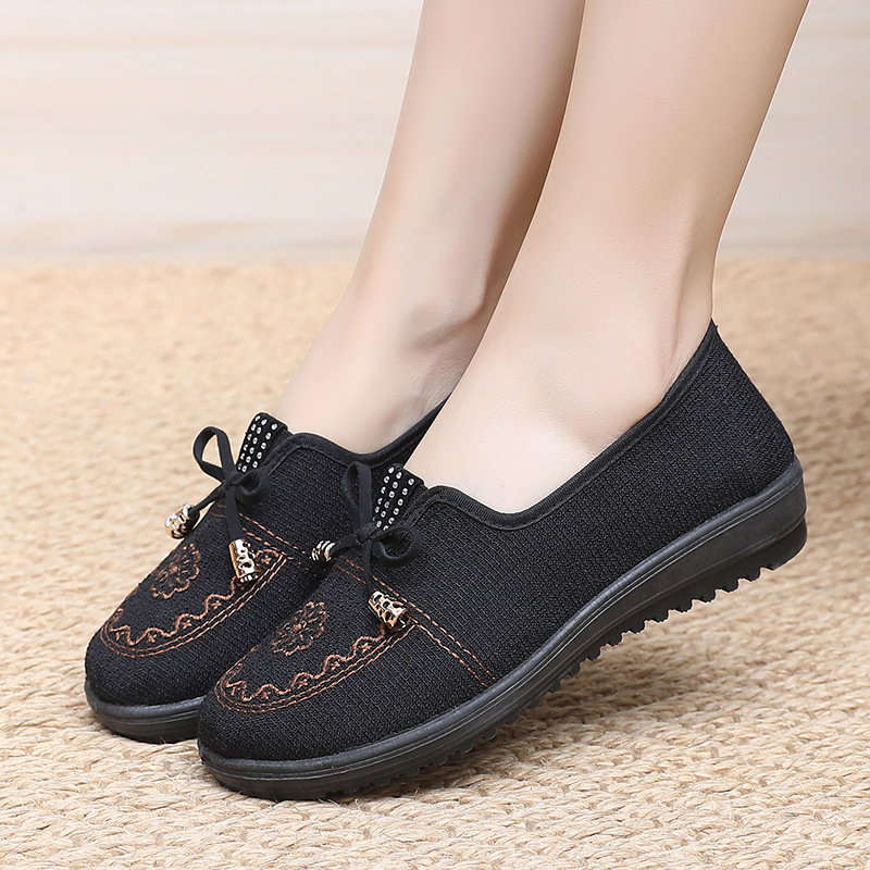 Damske casual slip-on cipele, nizak otvor, prozračan pamuk gornji dio, PVC đon, cvjetni uzorak, za proljeće i jesen