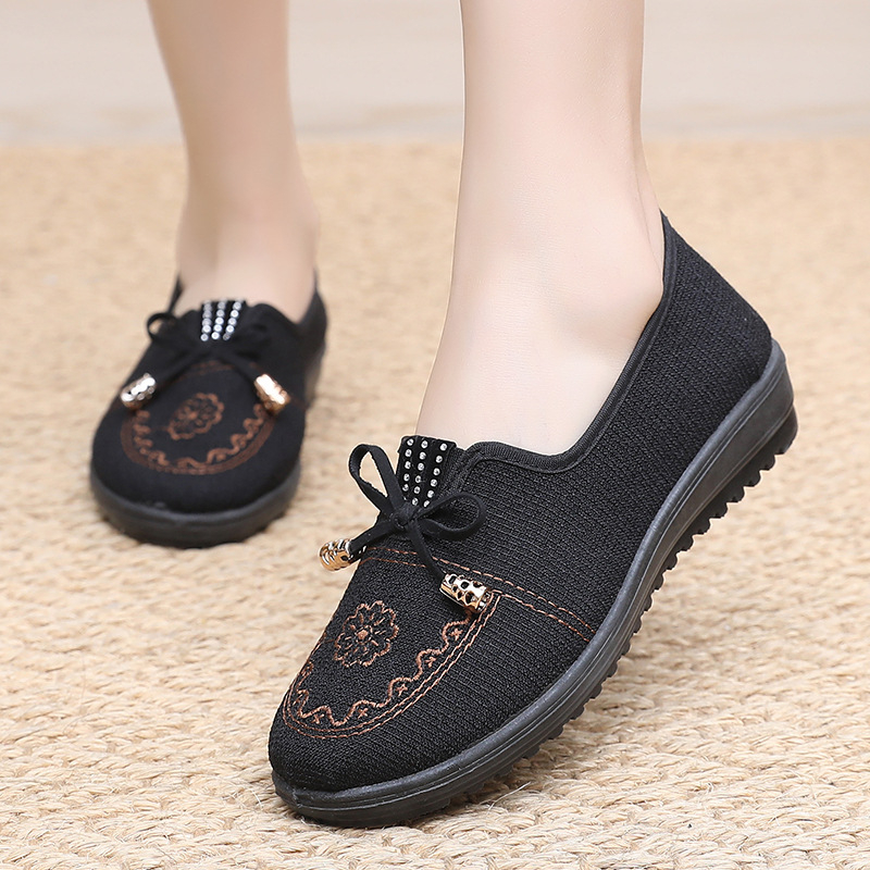Damske casual slip-on cipele, nizak otvor, prozračan pamuk gornji dio, PVC đon, cvjetni uzorak, za proljeće i jesen