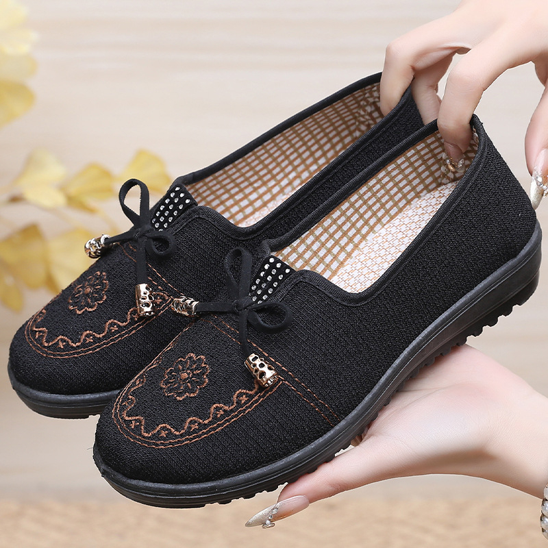Damske casual slip-on cipele, nizak otvor, prozračan pamuk gornji dio, PVC đon, cvjetni uzorak, za proljeće i jesen