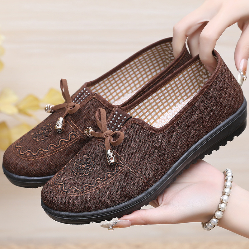 Damske casual slip-on cipele, nizak otvor, prozračan pamuk gornji dio, PVC đon, cvjetni uzorak, za proljeće i jesen