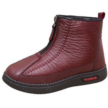 Ženske zimske pamučne cipele s vunenom podstavom, gornji dio od super vlakana, prednji zatvarač, PVC đon