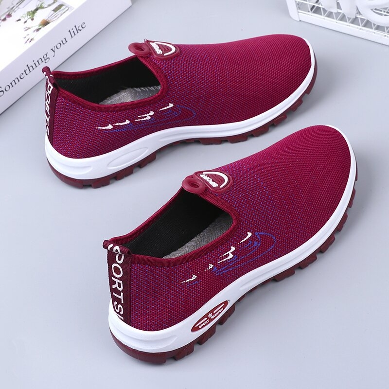 Ženske slip-on tenisice za hodanje, mrežasti gornji dio, okrugli vrh, PVC potplat, ravna peta