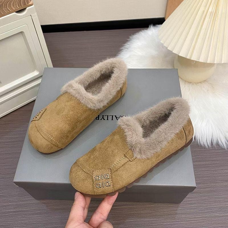 Pamukaste cipele s fleec vunom podstavom, slip-on dizajn, protuklizna gumena potplat, gornji dio od umjetne PU, niski vrh, 1–3 cm peta, za jesen zimu