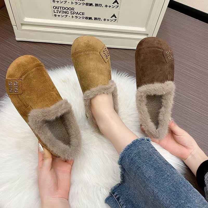 Pamukaste cipele s fleec vunom podstavom, slip-on dizajn, protuklizna gumena potplat, gornji dio od umjetne PU, niski vrh, 1–3 cm peta, za jesen zimu