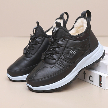 Zimske unisex čizme s flisom, lagana PU potplat, vezanje sprijeda, niski kroj, okrugli vrh