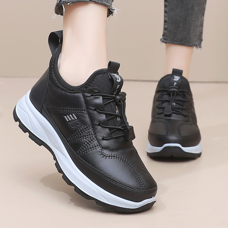 Zimske unisex čizme s flisom, lagana PU potplat, vezanje sprijeda, niski kroj, okrugli vrh