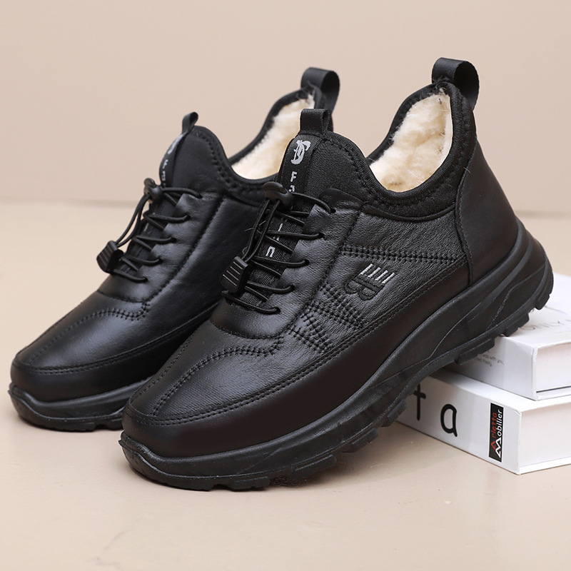 Zimske unisex čizme s flisom, lagana PU potplat, vezanje sprijeda, niski kroj, okrugli vrh